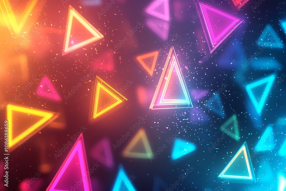 Vibrant Neon Triangles in a Dynamic Digital Space Vibrant Neon Triangles in a Dynamic Digital Space