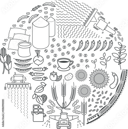 Global Food Production - From Seed to Table - icons