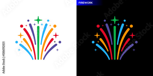Fireworks logo. Party, New Year, Celebration. Icon symbol design template EPS 10.
