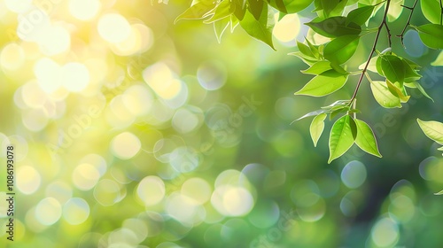 A serene close-up of green leaves against a soft, blurred background, evoking a peaceful natural atmosphere.