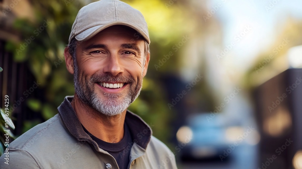 Happy mature man smiling outdoors. (1) Happy mature man smiling outdoors. (1)