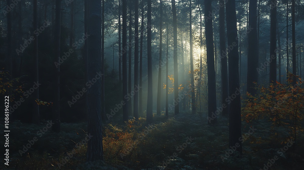 Sunbeams in a Misty Forest Sunbeams in a Misty Forest