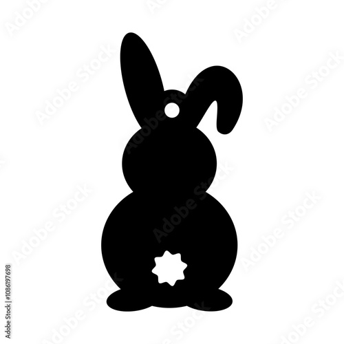 Cute rabbit design for earrings, pendant or keychain. Easter bunny jewelry laser cut template. Cnc cutting with metal, wood or leather. Vector stencil