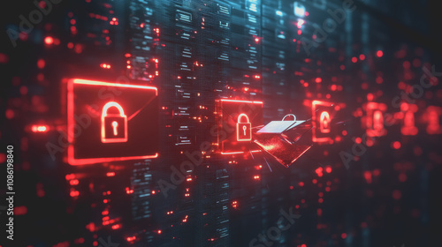 Wallpaper Mural Stylized Representation of a Phishing Attack Featuring Lock Symbols and Digital Elements in a Cybersecurity Context Torontodigital.ca