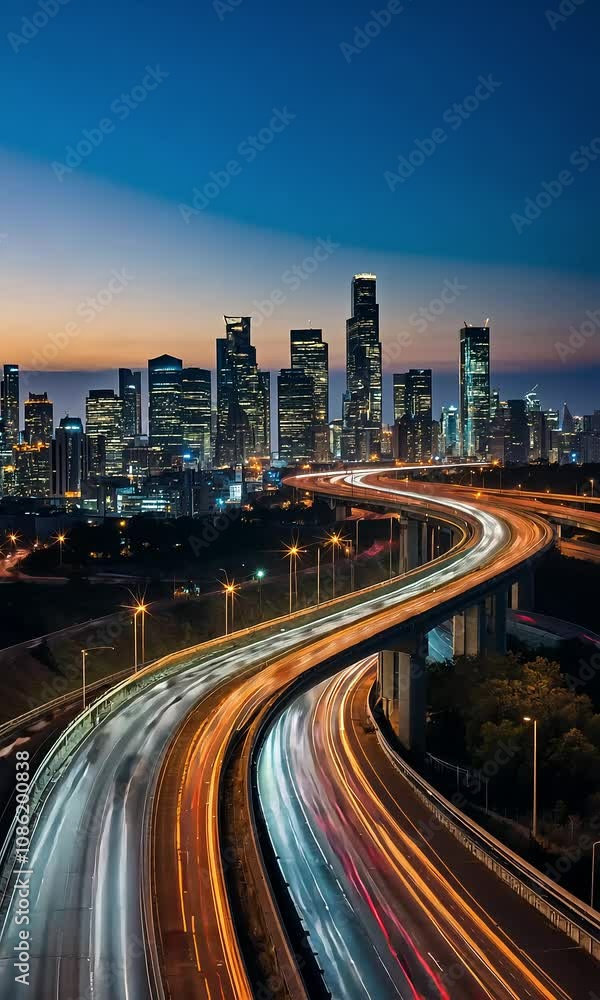 Twilight City Snake Road Highway with Glowing Light Trails in 2K, Great for Urban Projects Twilight City Snake Road Highway with Glowing Light Trails in 2K, Great for Urban Projects