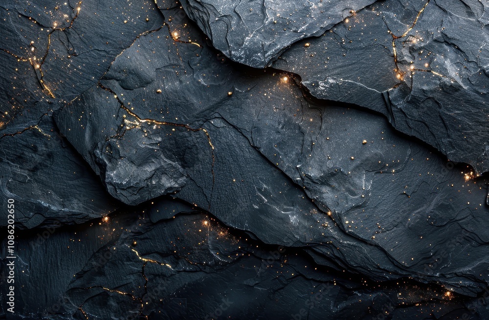 Dark Stone Texture With Golden Sparks And Glitter Dark Stone Texture With Golden Sparks And Glitter
