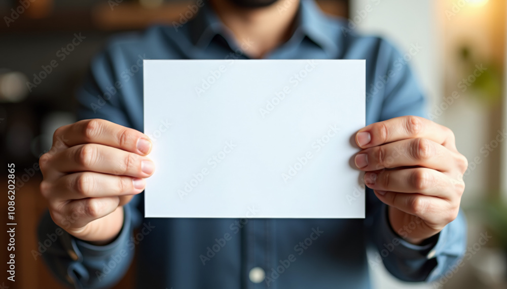 Blank Paper Held Up - Presentation Opportunity Blank Paper Held Up - Presentation Opportunity