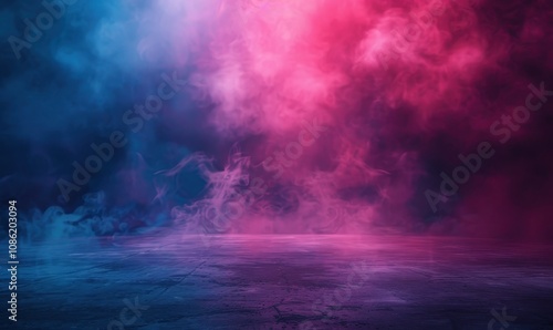 Pink and Blue Smoke Above a Dark Surface