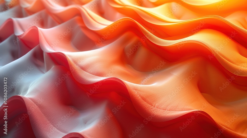 Obraz premium Abstract Orange and Red Wavy Fabric Texture