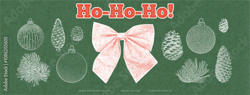 Holiday and Winter-themed Elements. Stippling Christmas Vector Set