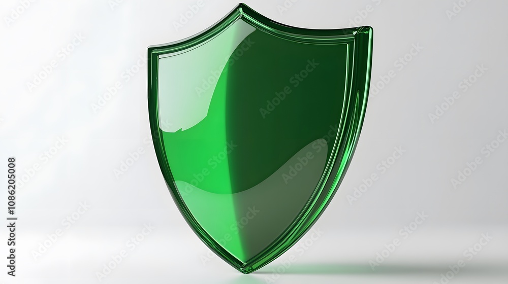 A 3D protection concept with a shield on a white background. Green shield icon
A 3D protection concept with a shield on a white background. Green shield icon