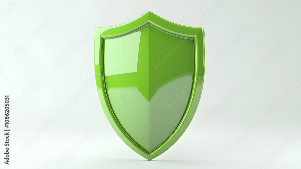 A 3D protection concept with a shield on a white background. Green shield icon
A 3D protection concept with a shield on a white background. Green shield icon