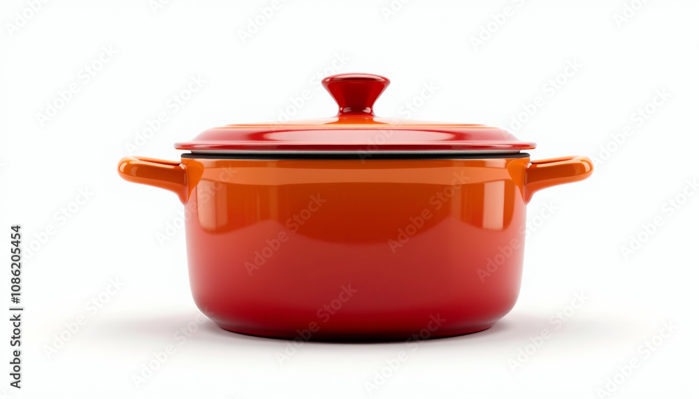 Vibrant Orange and Red Enamel Cooking Pot Vibrant Orange and Red Enamel Cooking Pot