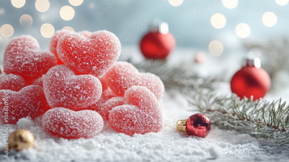 A festive table brimming with colorful candies, surrounded by charming Christmas decorations, evoking a joyful and whimsical holiday spirit. A festive table brimming with colorful candies, surrounded by charming Christmas decorations, evoking a joyful and whimsical holiday spirit.