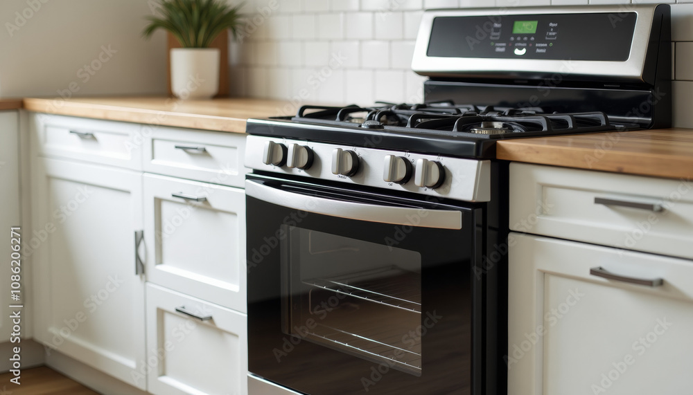 Modern White Kitchen with Gas Stove and Oven Modern White Kitchen with Gas Stove and Oven