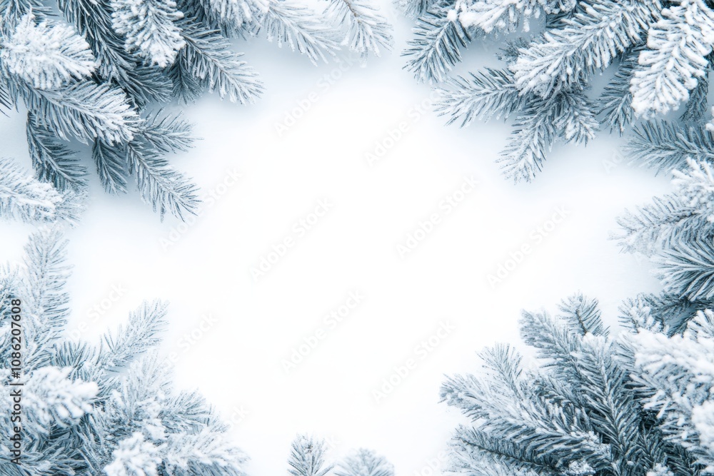 A majestic snow-covered pine tree stands proudly against a crisp white background, evoking a sense of winter wonder and tranquility. A majestic snow-covered pine tree stands proudly against a crisp white background, evoking a sense of winter wonder and tranquility.