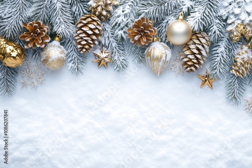 Wallpaper Mural A festive display of colorful Christmas decorations scattered across a sparkling snowy surface, evoking holiday cheer and warmth amidst winters chill. Torontodigital.ca