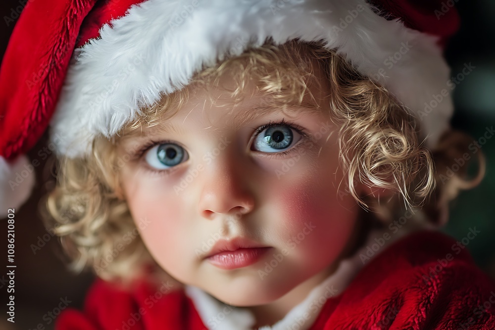 Adorable toddler in Santa hat Adorable toddler in Santa hat