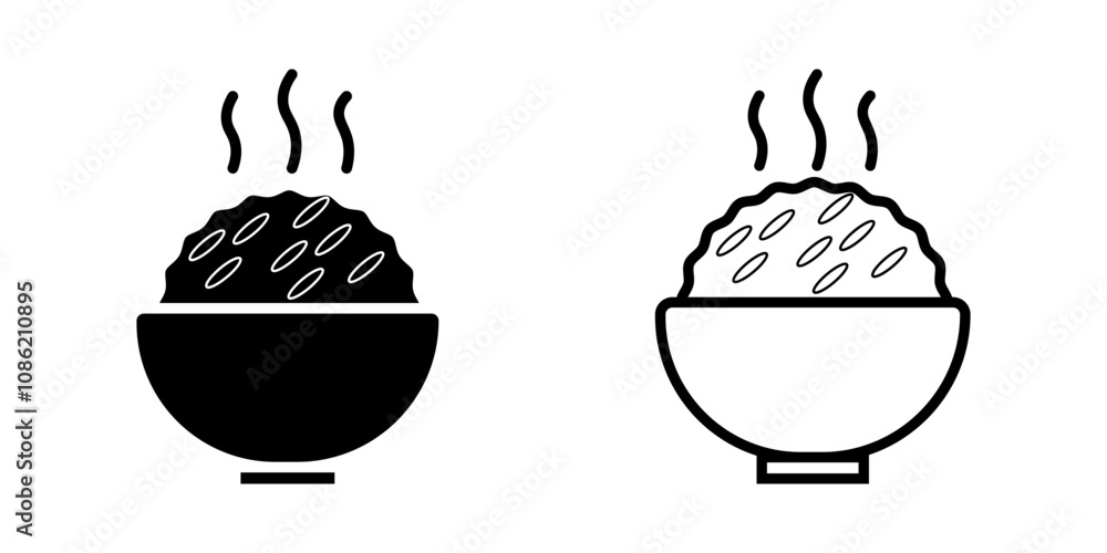 rice set icon on white background rice set icon on white background