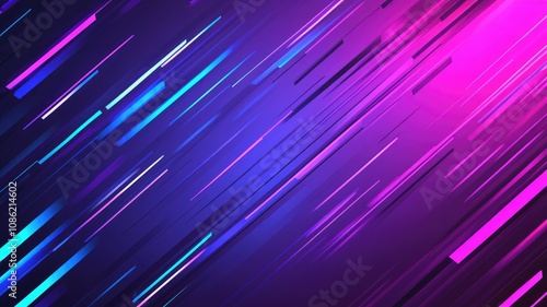 Abstract neon lines in purple and blue tones on dark background