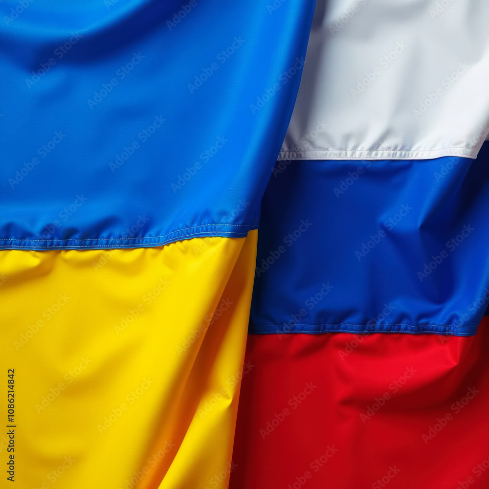 flag of ukraine and flag of russian federation flag of ukraine and flag of russian federation