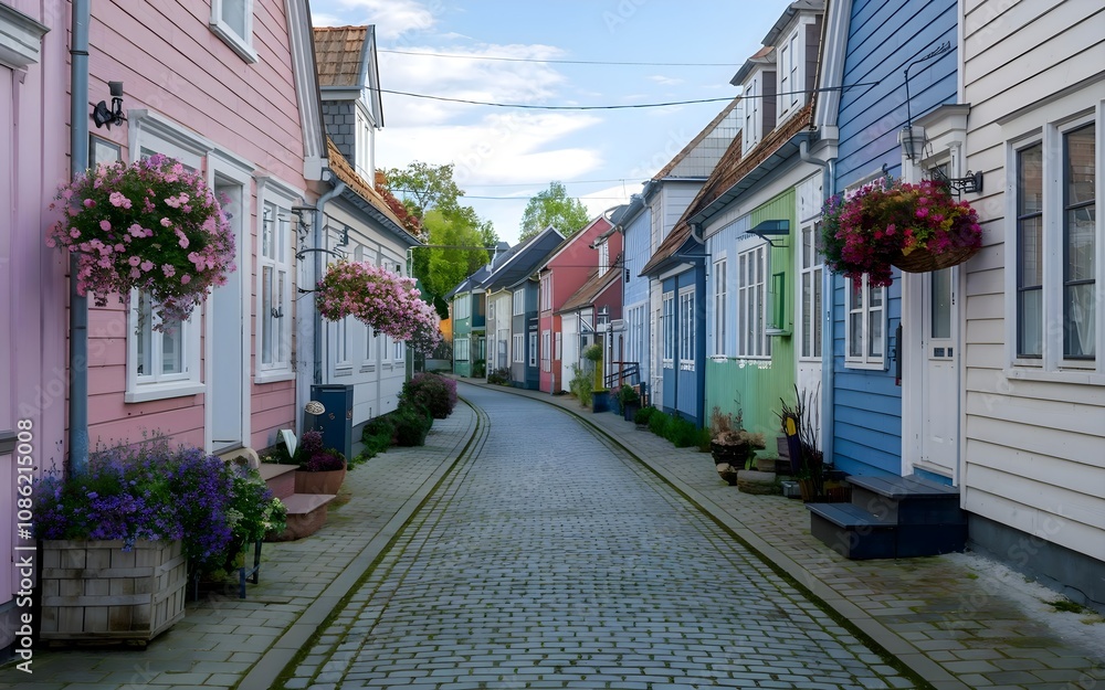 European Village Wallpaper – Dreamy Cobblestone Street with Colorful Buildings and Blooming Flowers European Village Wallpaper – Dreamy Cobblestone Street with Colorful Buildings and Blooming Flowers