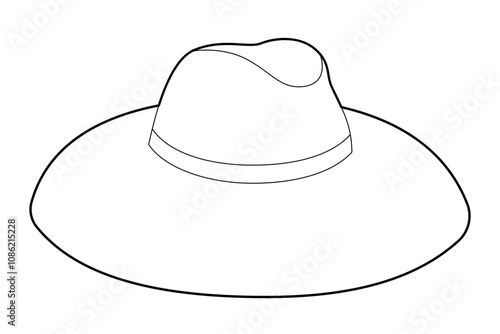 Lifeguard Hat with band. Head Fashion accessory cap with wide brim clothing technical illustration. Vector headgear for Men, women, unisex style, flat template CAD mockup sketch outline isolated