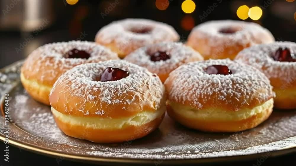 Close-Up View of Deliciously Glazed Donuts with a Sweet Filling Close-Up View of Deliciously Glazed Donuts with a Sweet Filling