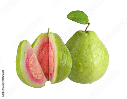 Red-fleshed guava isolated on  transparent png