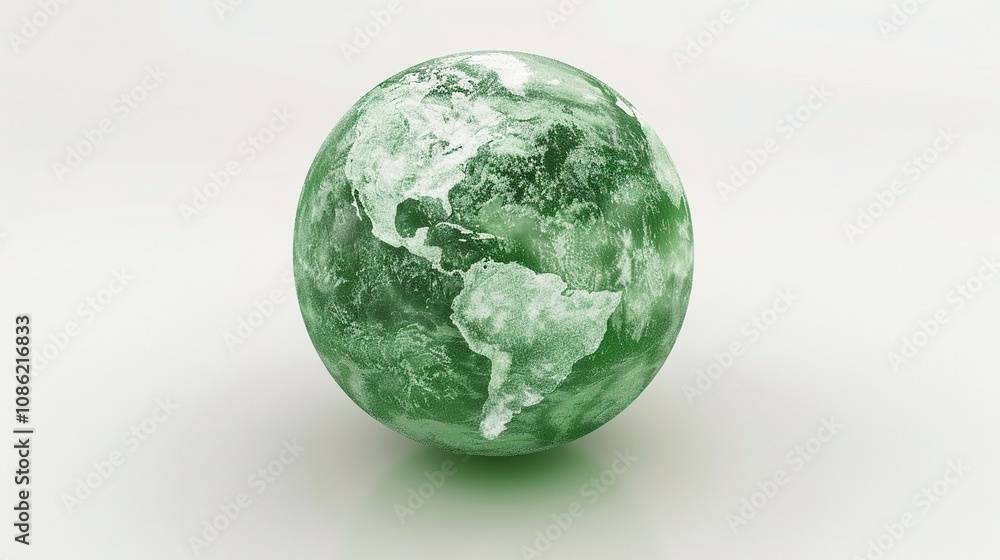 A Green Planet on White Background for Energy Conservation - A Vision of Sustainable Future. The Green Planet Symbolizes Life and Hope, with Its Lush Appearance Inspiring the Idea of Saving Energy A Green Planet on White Background for Energy Conservation - A Vision of Sustainable Future. The Green Planet Symbolizes Life and Hope, with Its Lush Appearance Inspiring the Idea of Saving Energy