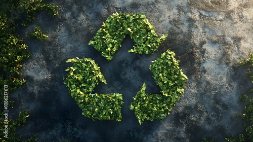 Nature's Plea Through the Recycling Symbol: Highlighting the Imperative of Climate Protection and Waste Minimization. 3d rendering.