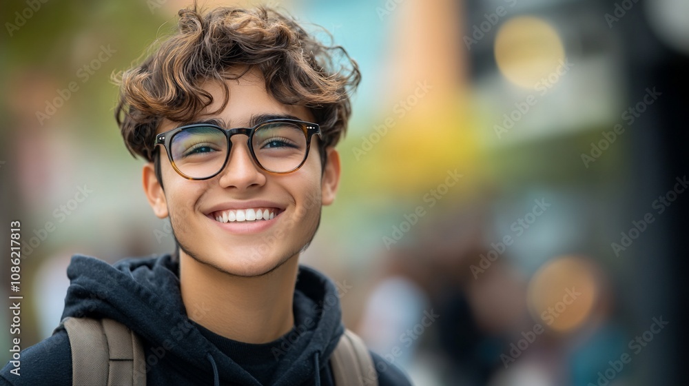 Happy teenage boy smiling outdoors. Happy teenage boy smiling outdoors.