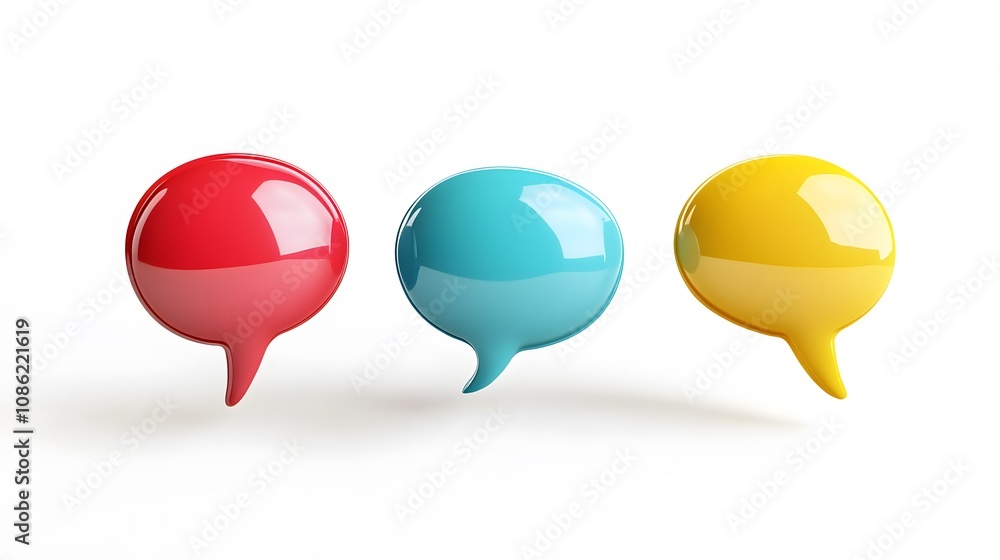 3d Speech bubbles, 3 different angle, white background 3d Speech bubbles, 3 different angle, white background