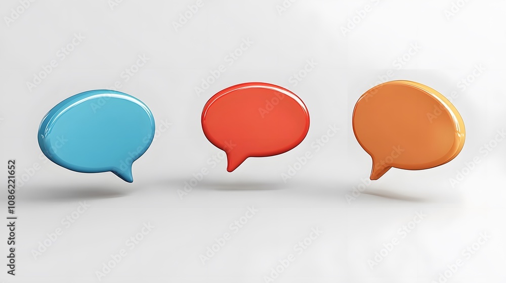 3d Speech bubbles, 3 different angle, white background 3d Speech bubbles, 3 different angle, white background