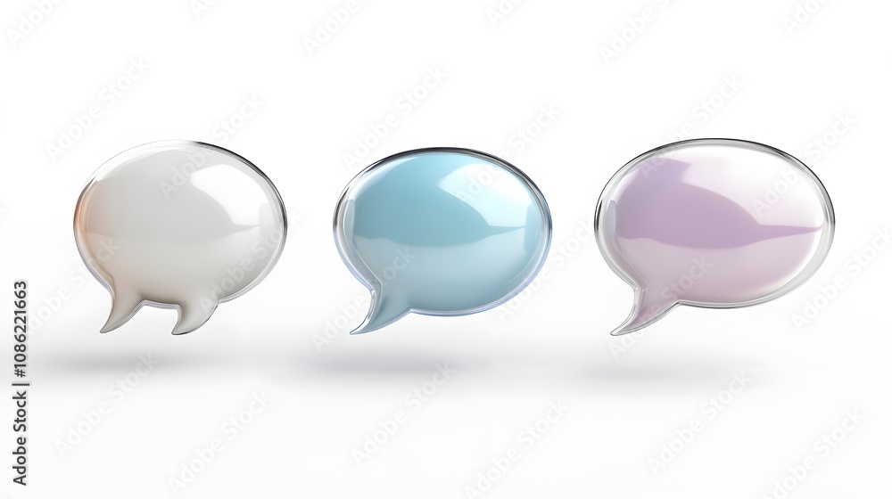 3d Speech bubbles, 3 different angle, white background 3d Speech bubbles, 3 different angle, white background