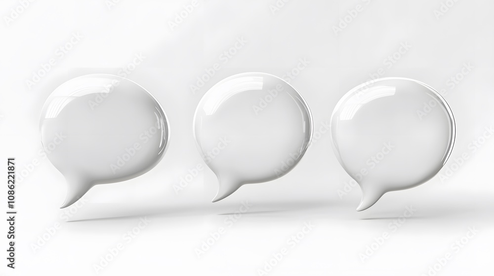 3d Speech bubbles, 3 different angle, white background 3d Speech bubbles, 3 different angle, white background