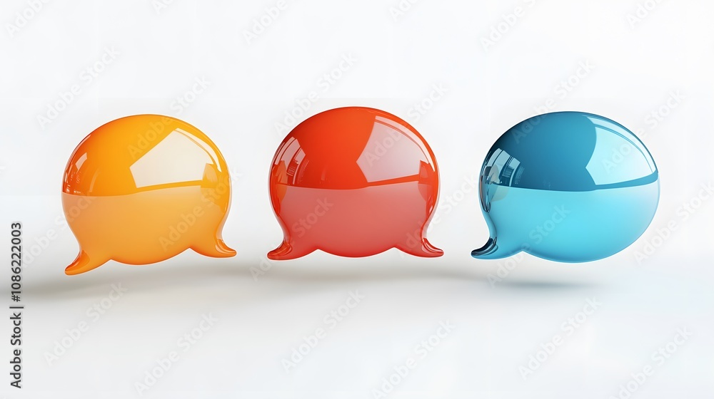 3d Speech bubbles, 3 different angle, white background 3d Speech bubbles, 3 different angle, white background