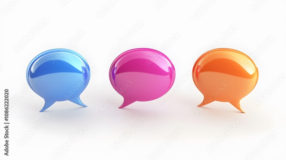 3d Speech bubbles, 3 different angle, white background 3d Speech bubbles, 3 different angle, white background