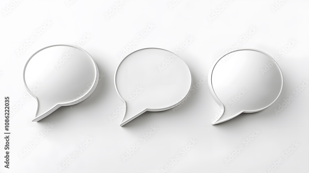3d Speech bubbles, 3 different angle, white background 3d Speech bubbles, 3 different angle, white background