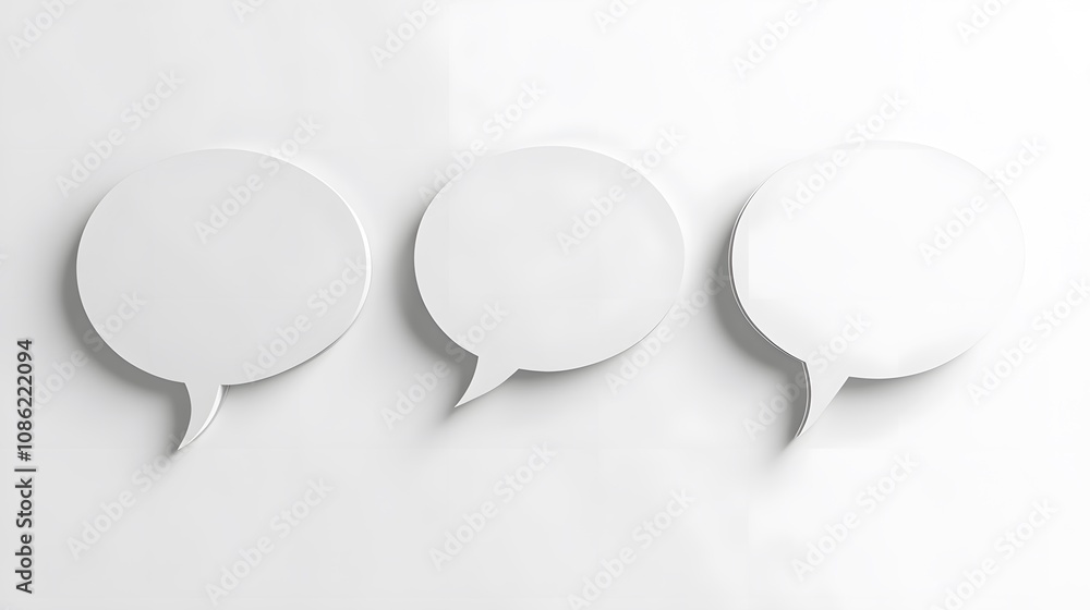 3d Speech bubbles, 3 different angle, white background 3d Speech bubbles, 3 different angle, white background