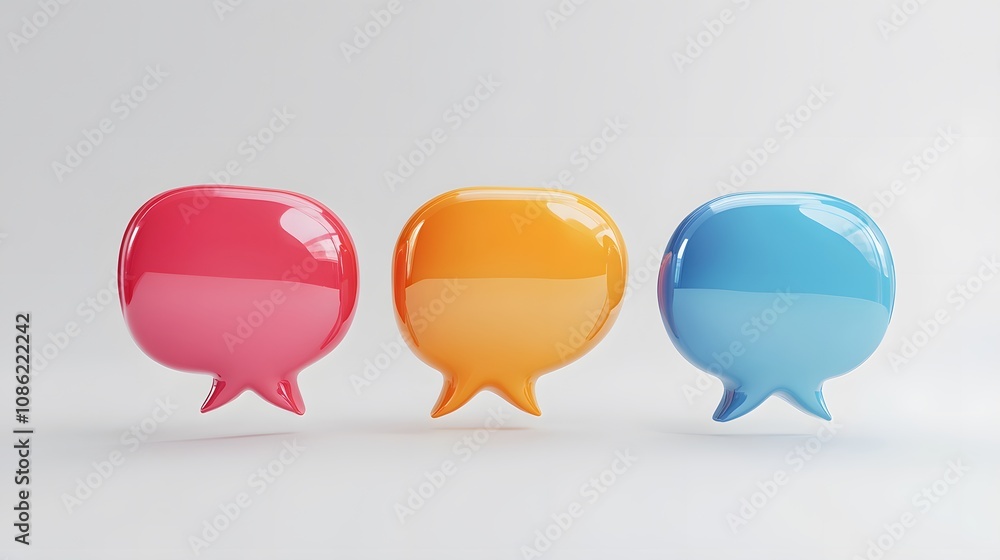 3d Speech bubbles, 3 different angle, white background 3d Speech bubbles, 3 different angle, white background