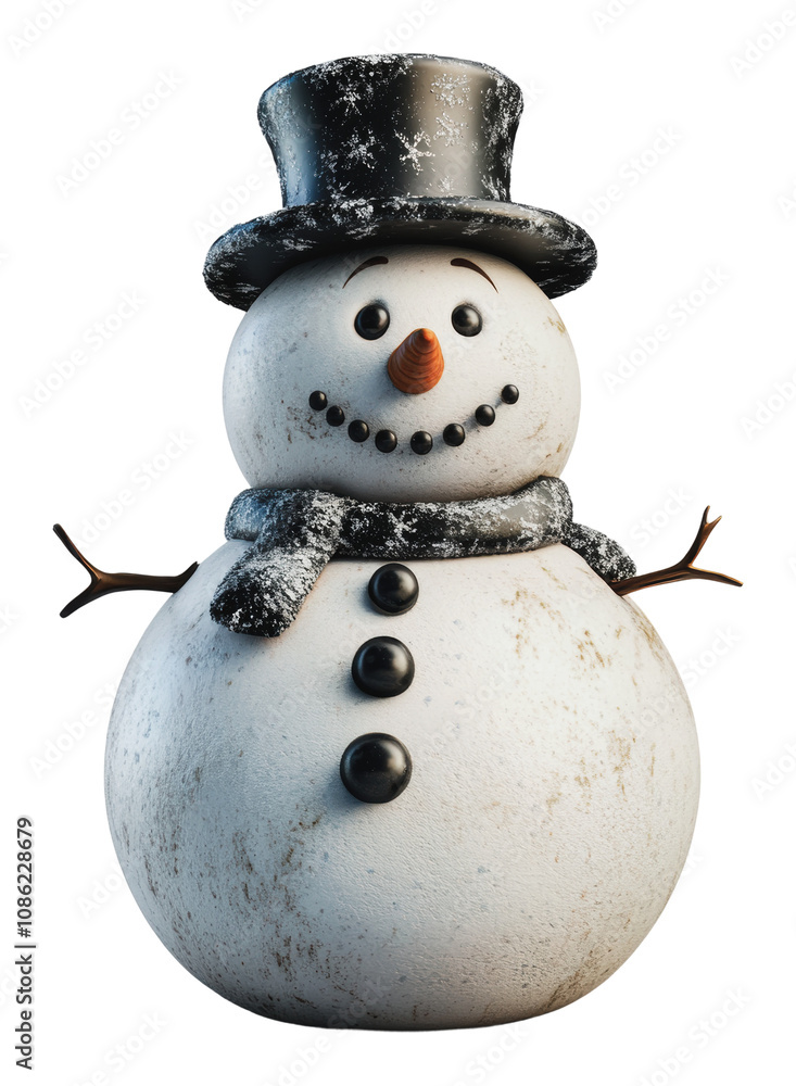 PNG Cheerful snowman in winter scene PNG Cheerful snowman in winter scene