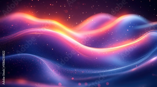 Abstract Colorful Waves Glowing Particles Background