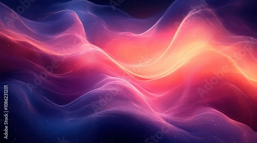 Abstract Cosmic Waves of Purple Pink and Orange Hues