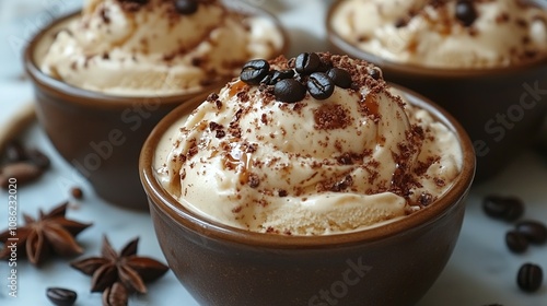 Creamy Coffee Ice Cream With Chocolate And Beans