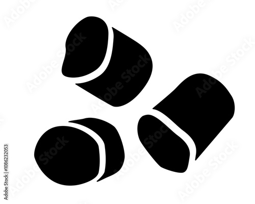 Marshmallow - confection - vector silhouette illustration for logo or pictogram. Marshmallows - sweets - element for illustration, sign or icon.	