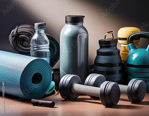 Collection of Fitness Equipment and Accessories