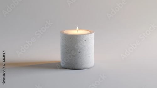 Wallpaper Mural A single white concrete candle with a flame burning against a white background. Torontodigital.ca