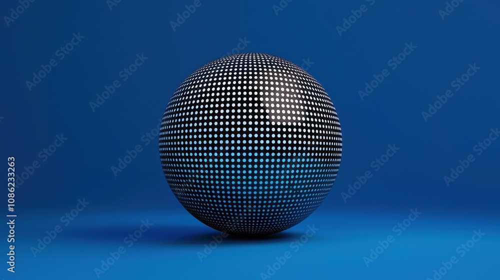 A reflective sphere covered in a grid pattern against a blue background, creating a modern and abstract visual effect. A reflective sphere covered in a grid pattern against a blue background, creating a modern and abstract visual effect.
