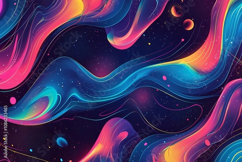 Vibrant Cosmic Waves: A Dance of Colors in the Universe